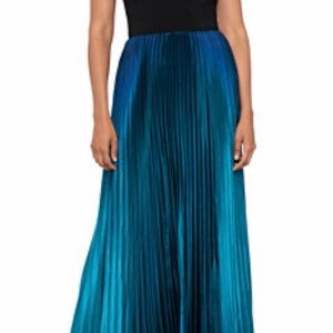 Bloomingdales Aqua Formal Pleated Teal Ombré Maxi Dress